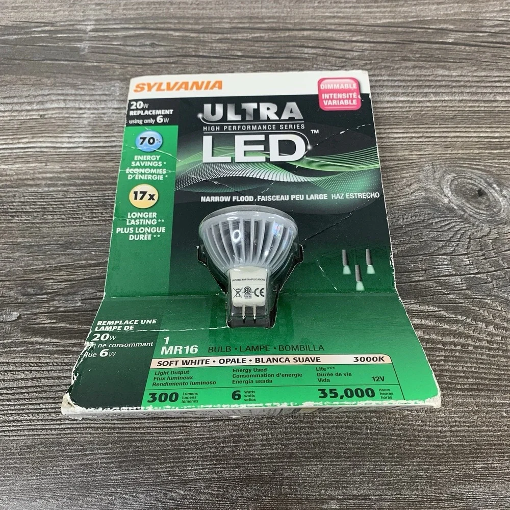 sylvania syl led 6w mr16 flood‎ dimmable 20w replacement New!